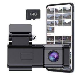 EYES HEAVER Front Rear View Camera with Apps 2K Full HD Smart Car Dash Camera with Built-in Wi-Fi, with 64G Card, Camera Front Recorder with 1.47" IPS Screen, 140°, Night Vision and G Sensor