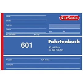 Logbook for cars, A6 landscape, 40 sheets, for 390 journeys
