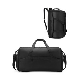 NPBAG Convertible Garment Duffle Bags for Travel - Carry on Garment Bag, Suit Bag for Men & Women, 3 in 1 Foldable Travel Duffle Backpack with Shoulder Strap (Black)