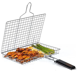 Fish Grill Basket, Svidza Portable Outdoor Non-Stick Grilling Basket for Fish, Vegetables, Shrimp and Steak. Thickened 304 Gardening Grill Netting Lasts Longer