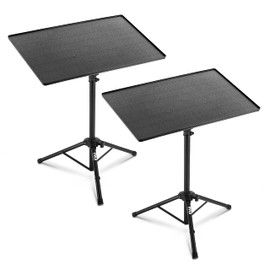 Pyle Universal Laptop Projector Tripod Stand - 2 Pcs Computer, Book, DJ Equipment Holder Mount Height Adjustable Up to 50 Inches w/ 20'' x 16'' Plate Size - Perfect for Stage or Studio Use PLPTS3X2