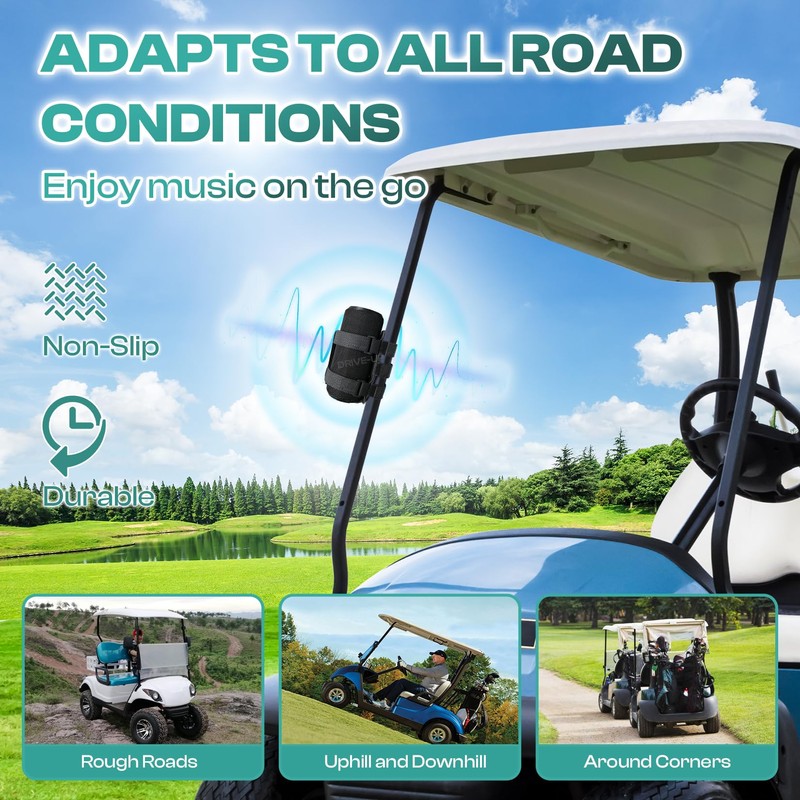 Drive-up Adjustable Speaker Mount for Golf Cart, Strap Holder for