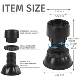 Anti Vibration Pads for Washing Machine - 4 Pack Adjustable Washing Machine Foot Pads for Anti-Walk, Noise Reducing Anti Slip Anti Vibration Rubber Variety Washing Machine