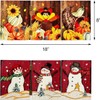 YUMBOR Fall Winter Wood Reversible Pumpkin Snowman Folding Screen Antique