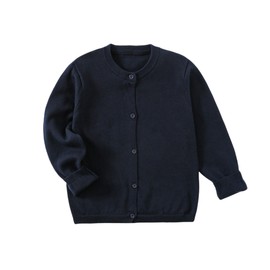 ElecMotive Girls' Cardigans Sweater School Uniforms Cotton Long Sleeve Lightweight Outerwear Navy