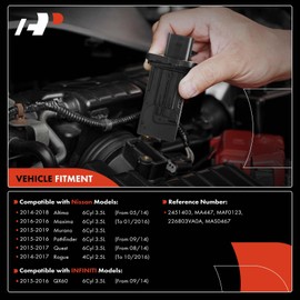A-Premium Mass Air Flow Sensor Meter Compatible with Nissan & Infiniti Cars - Altima 14-18, Maxima, Pathfinder 15-16, Murano 15-19, Quest, QX60 15-16 - (3.5L VQ35DE) & Rogue 14-17 - (2.5L QR25DE)