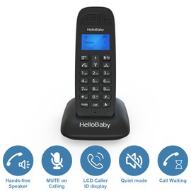 HelloBaby DECT 6.0 Cordless Phone for Home/Office with 2 Handsets, Advanced Call Block, Expandable Cordless Phone with Caller ID/Call Waiting, Full-Duplex Handset Speakerphone, Reliable 1000ft Range