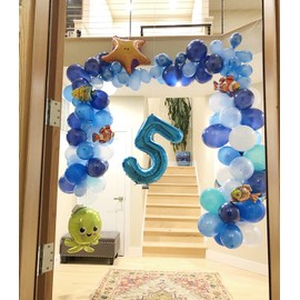 40 Inch 5 Balloons Number for 5th Birthday Decorations, Mylar Big Light Blue Foil Number Balloons for 2025 Wedding Anniversary Party Decor