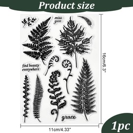INFUNLY Leaves Clear Fern Leaf Transparent Silicone Stamps - Vintage Plants, Grass, DIY Art Work, Scrapbooking