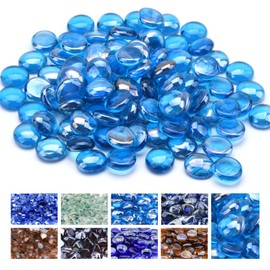 GasSaf Blue Fire Glass Beads for Outdoor Fire Pit, Fireplace, Replaces Existing Gas Logs & Lava Rocks, 3/4 Inch Glass(10 Pound)(Caribbean Blue Luster)