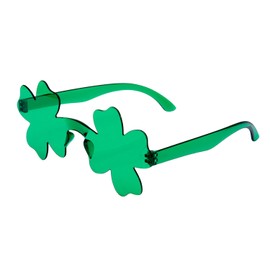 Liatunou 2 Pcs St. Patrick's Day Green Shamrock Glasses,Irish Four Leaf Eyeglasses,Green Clover Glasses for Party Favor