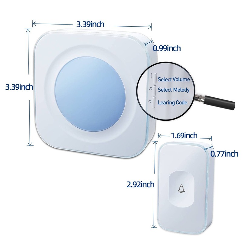 Wireless Doorbell 1200 feet Waterproof Door Bell with 2 Buttons