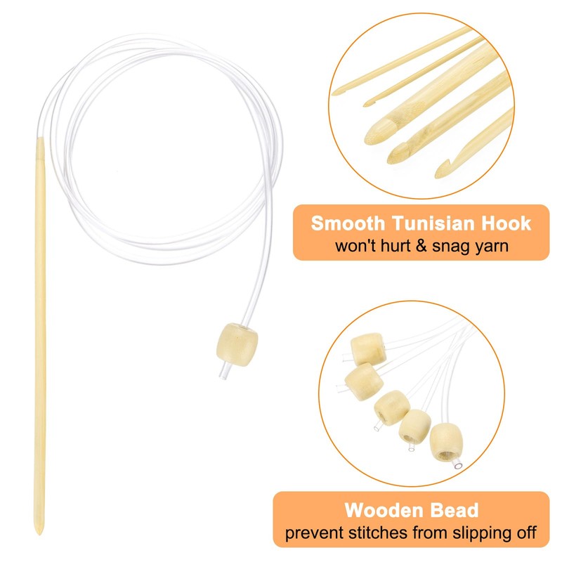 HARFINGTON Bamboo Tunisian Circular Crochet Hook 4mm (US G/6) Afghan