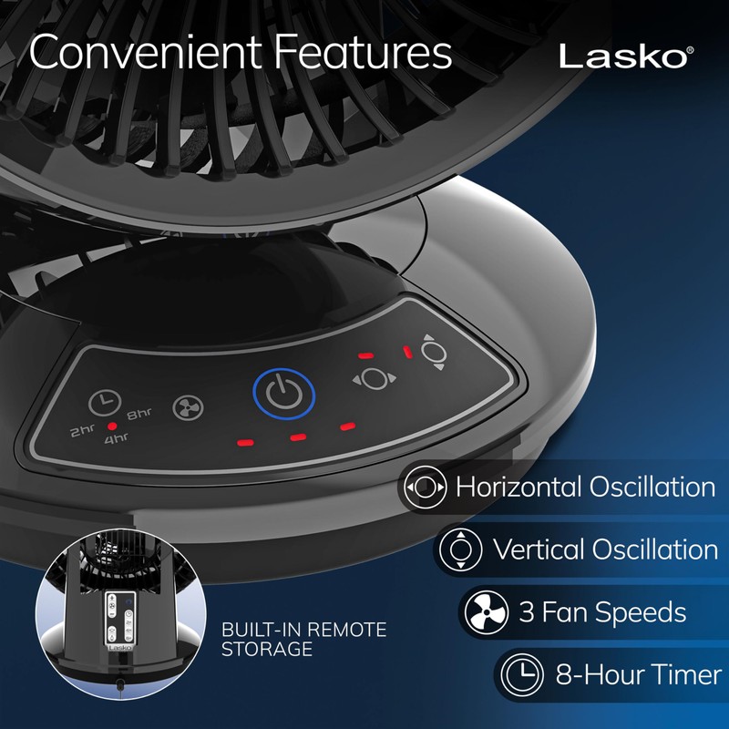 Lasko Air Circulator Fan, Whirlwind Orbital Motion Table Fan, 3