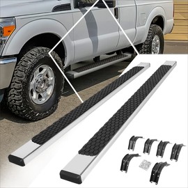 [Pair] 5" Chrome Stainless Running Boards Side Step Bars Compatible with 99-16 Ford F250-F550 Super Duty Extended Cab