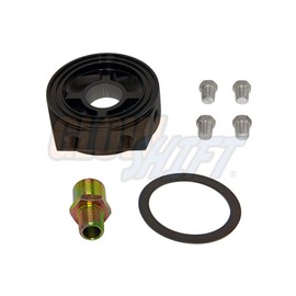 GlowShift Oil Filter Sandwich Plate Thread Adapter - 13/16-16 Thread - Install up to (4) 1/8-27 NPT Oil Pressure & Temperature Sensors - Includes O-Ring & Port Plugs