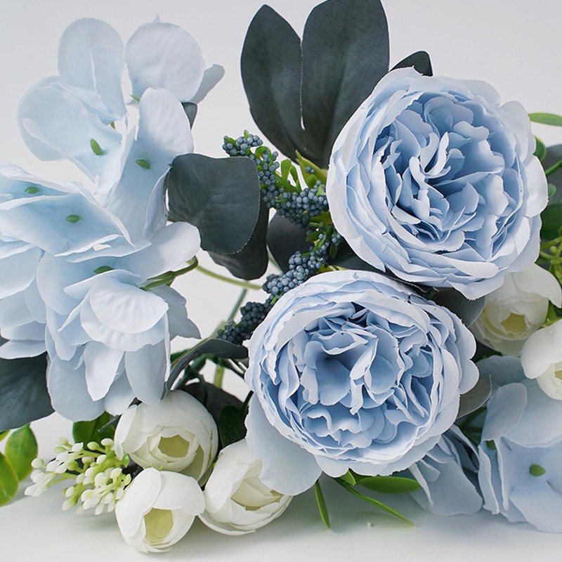 4 Pack Artificial Peony Silk Flower Hydrangea Fake Bouquet Elegant