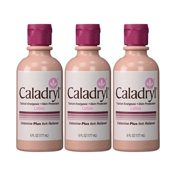 Caladryl Caladryl Lotion, Calamine Plus Itch Reliever, 6-Ounce Bottles (Pack of 3)