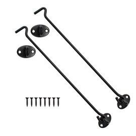 2 Pieces Hook and Eye, AMONENZ Cabin Hook, Stainless Steel Gate Hook, with 8 Pieces of Mounting Screws, for Garage Windows and Doors, Garden Sheds and Door Locks