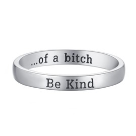 LOVPEPY Be Kind Of A Ring for Women, 925 Sterling Silver Be Kind Ring to Sorority Sisters Best Friends Inspirational Motivational Be Kind...of a Bich Mantra Ring Band Friendship Jewelry Gift,