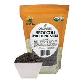 McCabe Organic Broccoli Sprouting Seeds for Microgreens - Organic Broccoli Seeds for Sprouting | Rich with Fiber & Minerals | USDA and CCOF Certified | Product of USA | 1Lbs