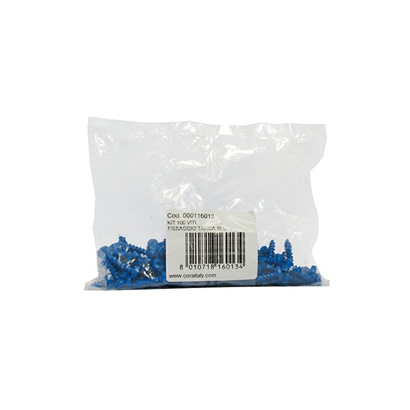 Cora 000116013 100 Fixing Screws Kit for License Plate, Blue