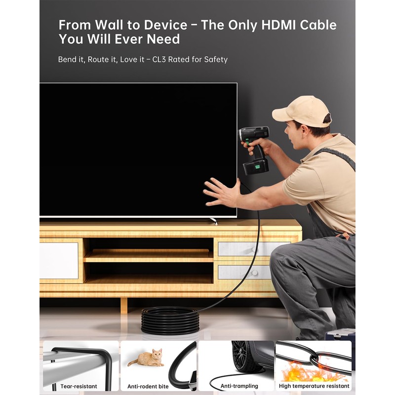 YSerendept HW Series CL3 Cable de fibra óptica HDMI 2.1