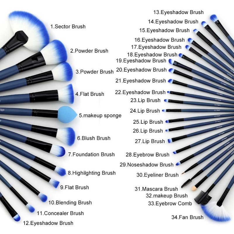 Glow Make-up Brush Set Includes Make-up Brushes And Accessories Eyeshadow