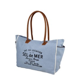 Lamyba Sel De Mer - Bolso de mano de lona reciclado de piel, Azul, Pequeño, Retro