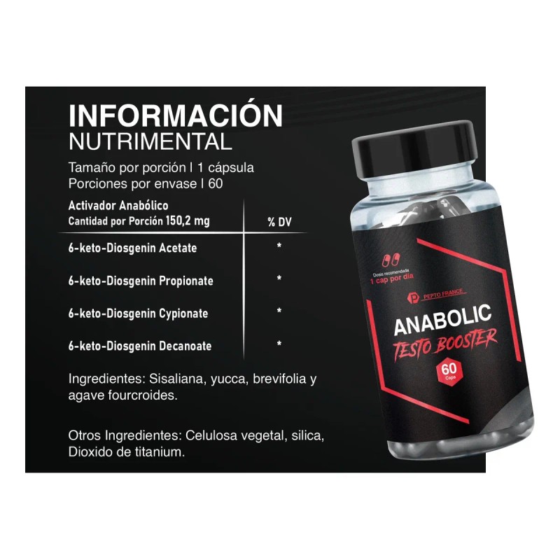 Anabolico Testo Booster 60 Cápsulas Sin Sabor