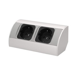 Miratic Corner Socket 2 x 2P+Z, Silver without Schuko