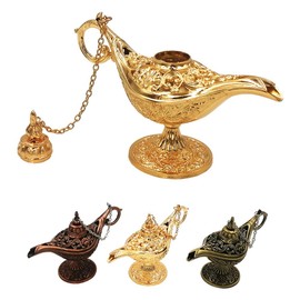 (Small Gold) - Honoro Vintage Legend Aladdin Magic Genie Lamp - Metal Carved Wishing Light for Home Wedding Party Tabletop Decoration Delicate Gift,Small Gold