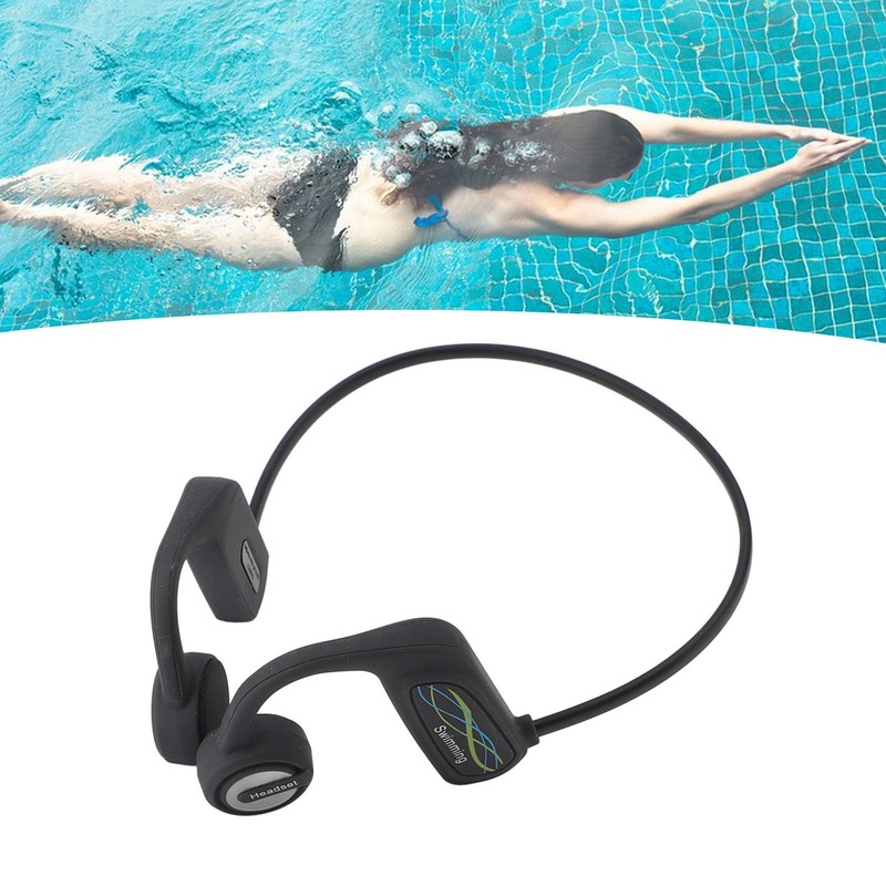 Depisuta Bone Conduction Headphones, IP68 Waterproof MP3 Swimming Headphones, Underwater