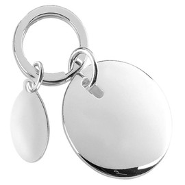 SILBERKANNE Key Ring Round 7 x 4 x 2 cm with Engraving Plate Premium Silver Plated in Top Workmanship, silver
