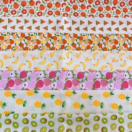 7Pcs 20" x 20" Cotton Fabric DIY Making Supplies Quilting Patchwork Fabric Fat Quarter Bundles DIY for Quilting Cotton Patchwork Cushions (New Fruit, 20" x 20")