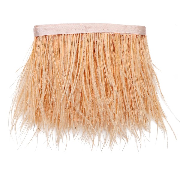 HaiMay 3 Yards Champagn Ostrich Feathers Fringe Trim Sewing Feather