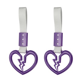 PATIKIL 2Pcs Broken Heart Shaped Car Handle Straps, Car Hanging Accessories Bumper Warning Ring Drift Charm for Auto Bus Decor Interior Exterior Decoration, Purple