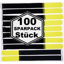 100 x 30 cm x 25 mm resealable Velcro cable ties yellow with metal eyelet - cable Velcro tape 300 mm reusable