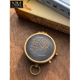 Not All Who Wander Are Lost Engravable Compass - Pocket Compass - Brass Compass with Leather Case - Pirates Compass - Gift Compass - Camping Compass - Confirmation Gift Idea - Baptism Gifts - Keepsake