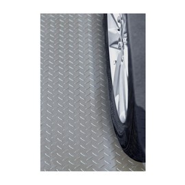 RESILIA Heavy Duty Garage Floor Runner & Protector Mat - Slip Resistant Diamond Plate PVC Mats - Water, Spill, & Stain Resistant, Silver (4 feet x 15 feet), Made in The USA