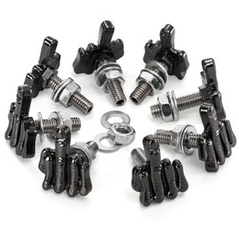 Unifizz 8 Pack License Plate Screws Kit, Finger Shape Stainless Steel License Plate Bolts Fasteners for Car Tag Motorcycle Frame Chopper Tag Frame Windshield Trim (Black)