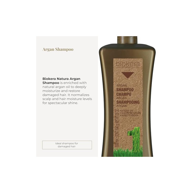 Salerm Biokera Natura Argan Shampoo, 36.0 Ounce/1000 ml