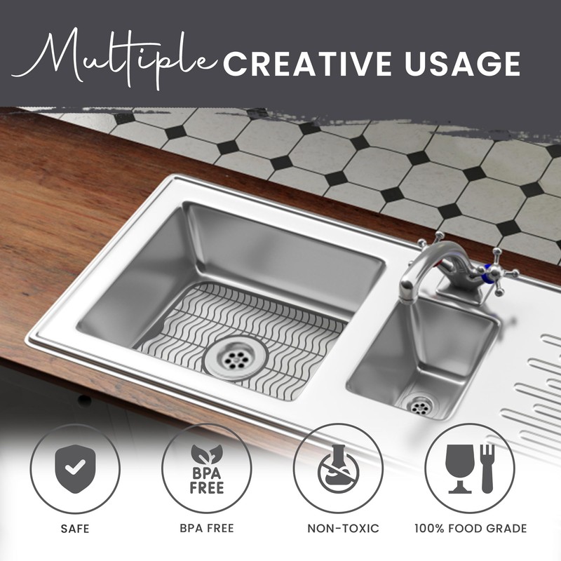 DecorRack Gray Sink Protectors for Kitchen, Plastic 12" x 11"