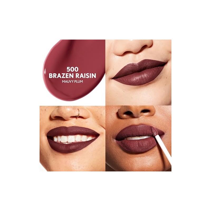 COVERGIRL Outlast Forever Velvet, Labial Líquido, 500 Brazen Raisin, 9ml