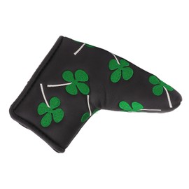 Good Luck Four Leaf Golf Putter Headcover Thick Plush L Shaped Golf Blade Putter Head Cover Black