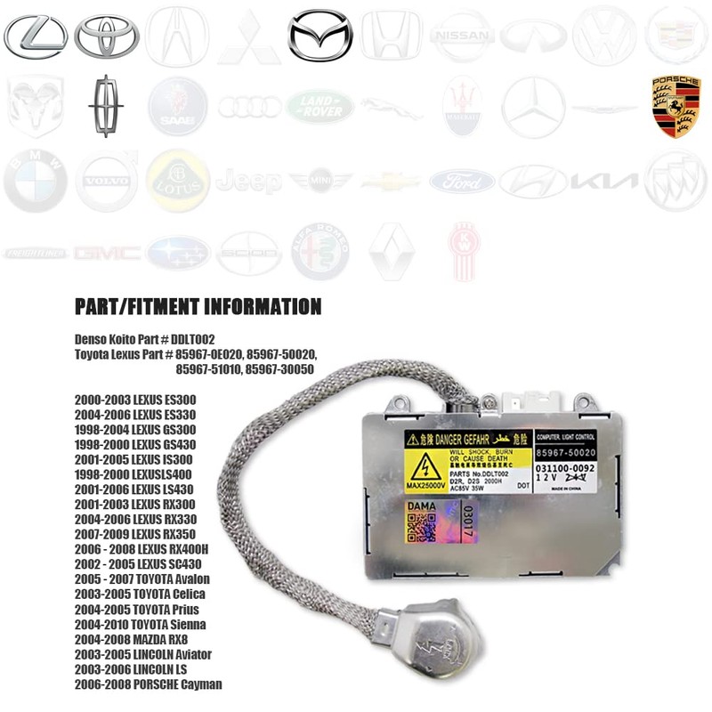DAMA Automotive Lighting DDLT002 ES300 GS300 LS400 85967-0E020 RX350 D2S