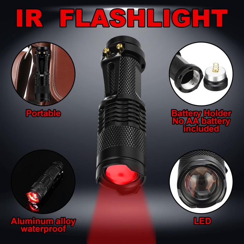 Retisee Red Light Flashlight with Protective Glasses LED Single Mode