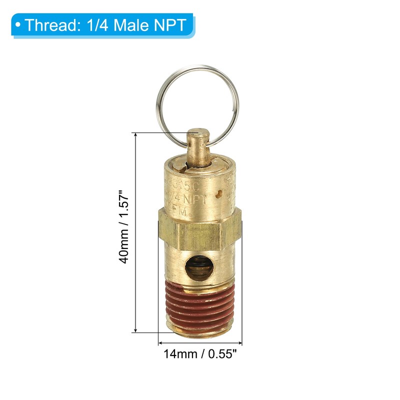 PATIKIL 1/4" Male NPT Safety Valve, 4 Pack Air Pressure