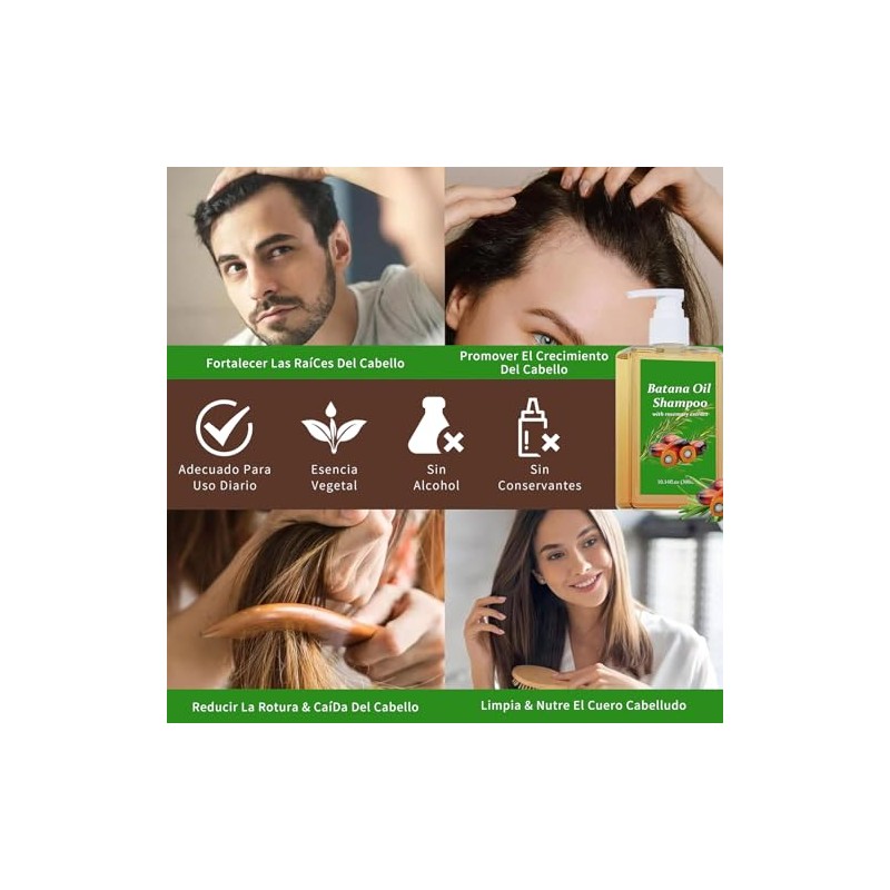 Batana Oil Shampoo, Batana Shampoo with Rosemary Extract, Champú De