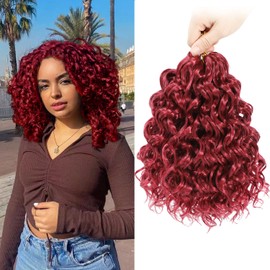 Gogo Curl Crochet Hair 8 Inch 6 Packs Short Curly Crochet Hair for Black Women Beach Curl Water Wave Curly Crochet Braids Hair, Deep Wave Synthetic Braiding Hair Extensions (8 inch Bug)